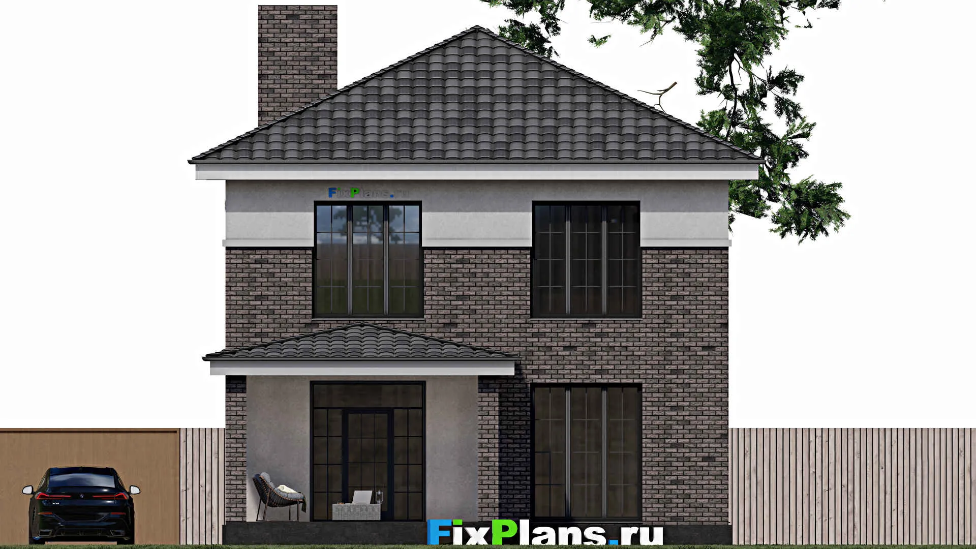 F-1070 - Проект двухэтажного дома 10 на 14, площадью 190 м² с террасой и 3 спальнями