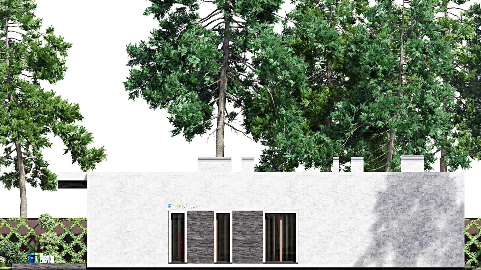 F-13184 - Проект одноэтажного дома 17 на 22, площадью 290 м² с террасой и 4 спальнями