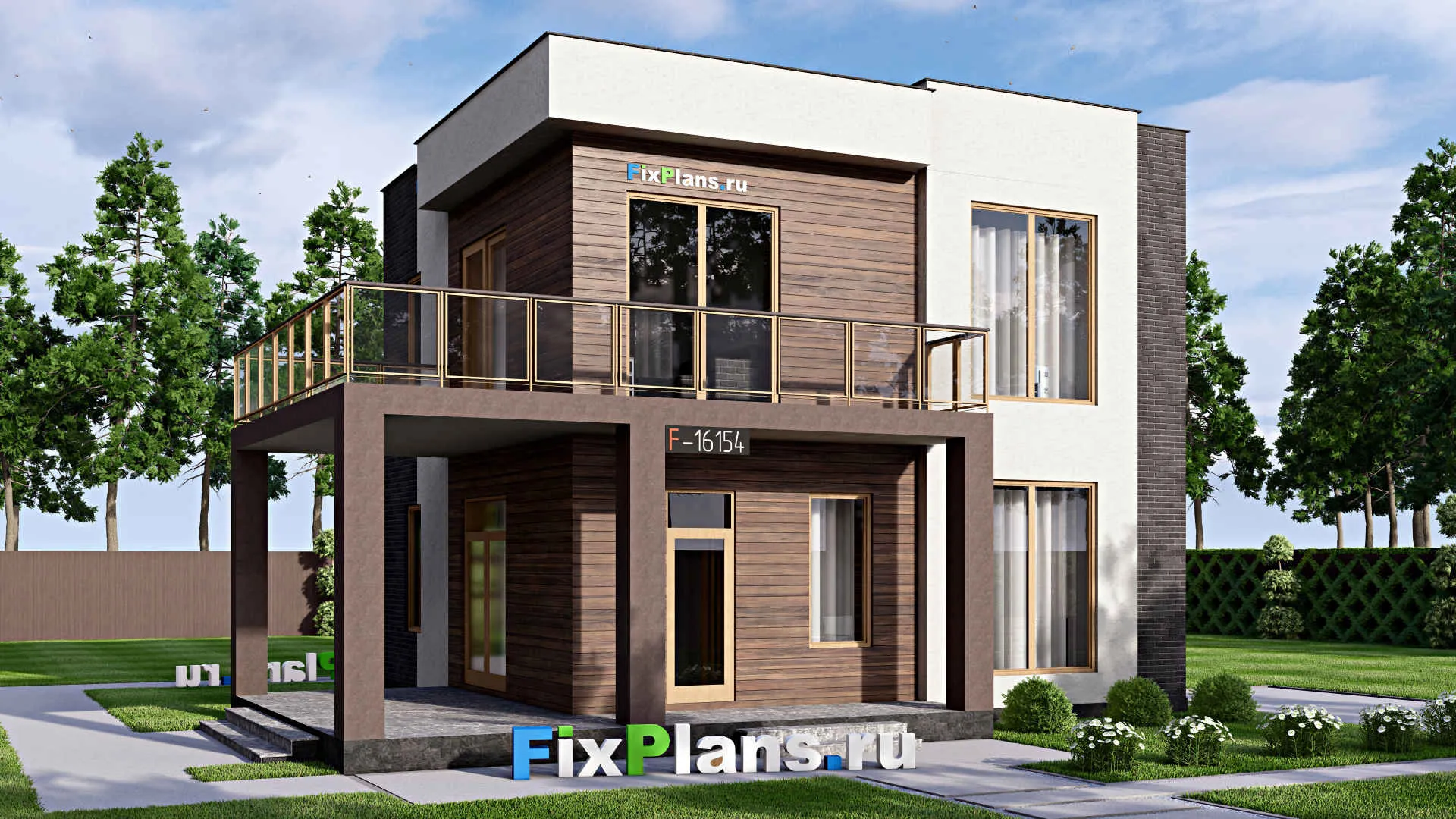 F-16154 - Проект двухэтажного дома 10 на 13, площадью 160 м² с террасой, балконом и 2 спальнями