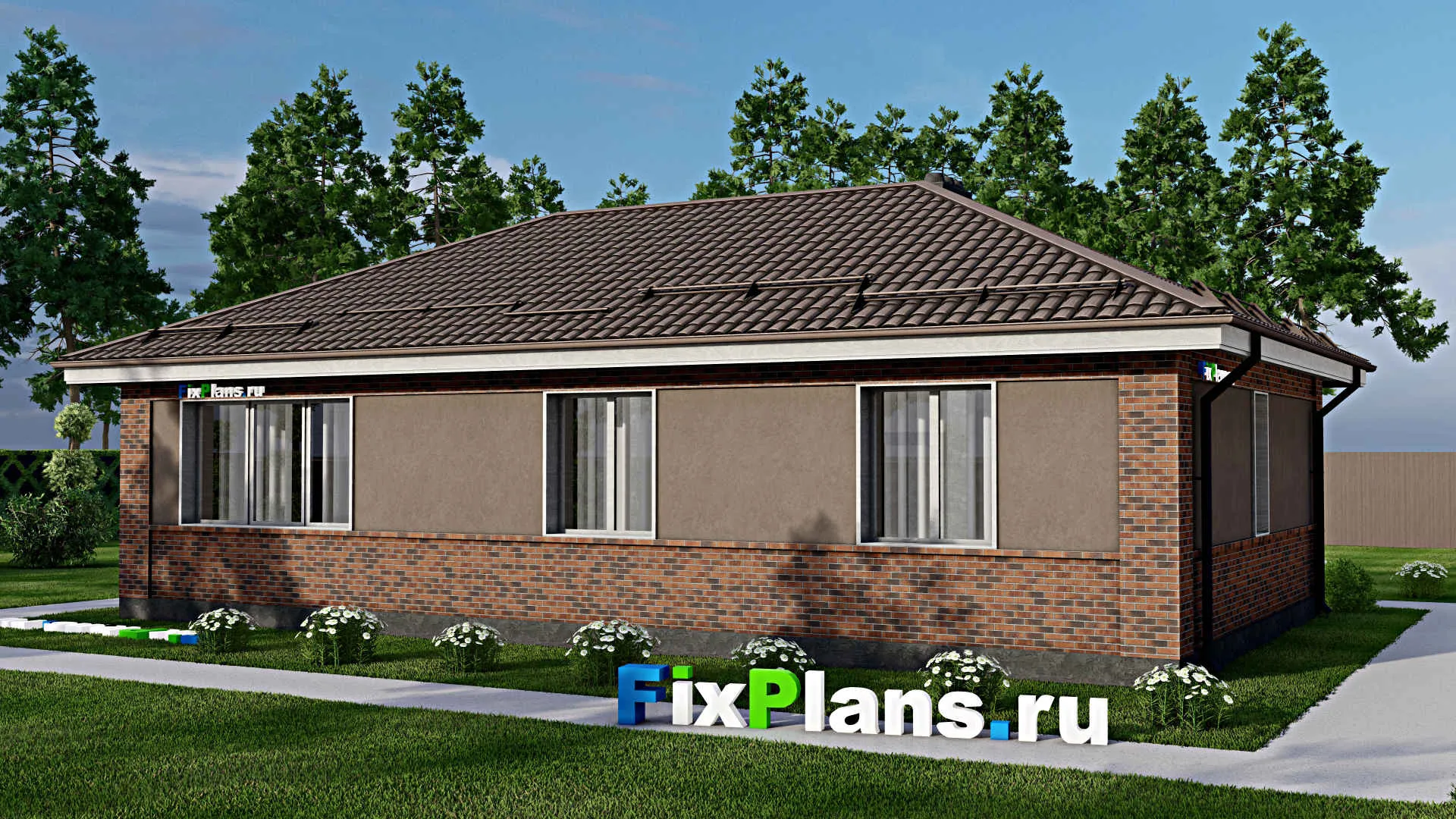 F-3320 - Проект одноэтажного дома 9 на 15, площадью 90 м² с 3 спальнями