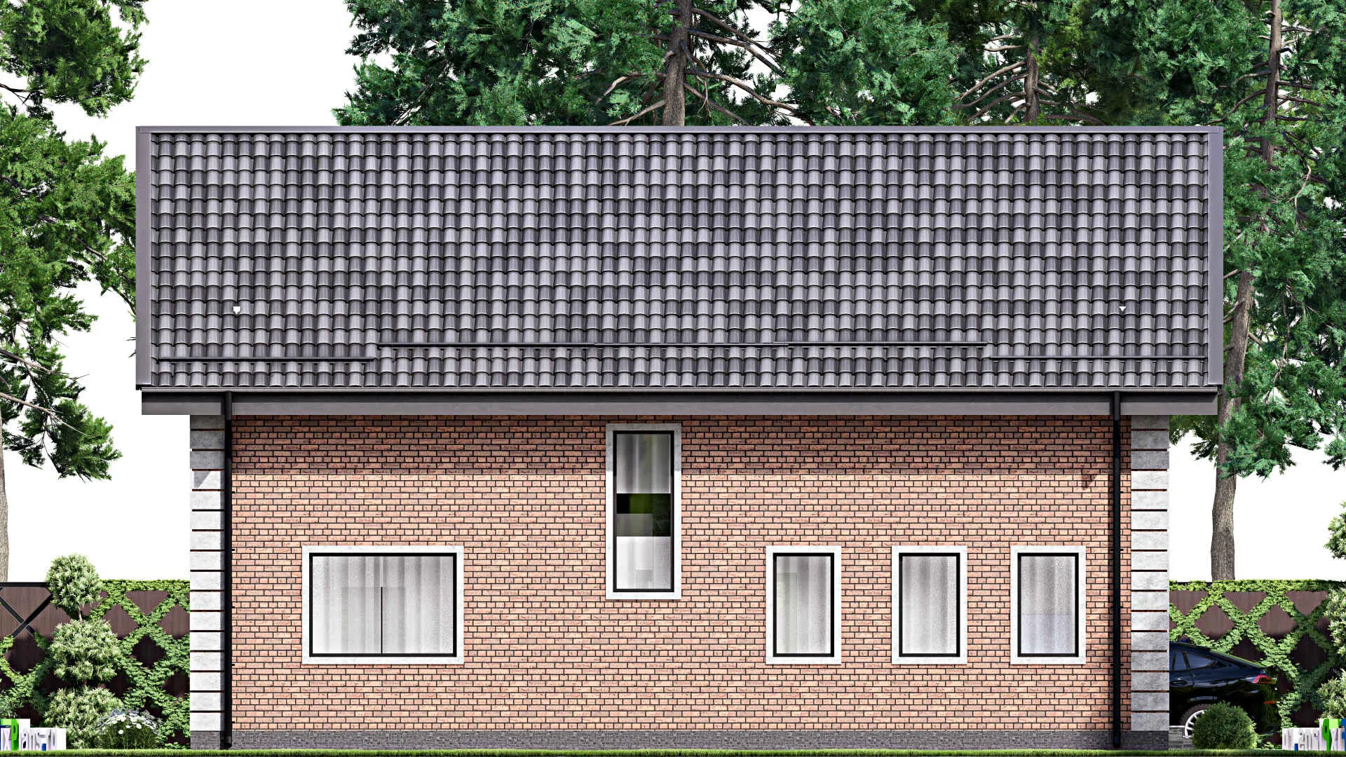 F-12608 - Проект дома с мансардой 9 на 14, площадью 180 м² с балконом и 4 спальнями