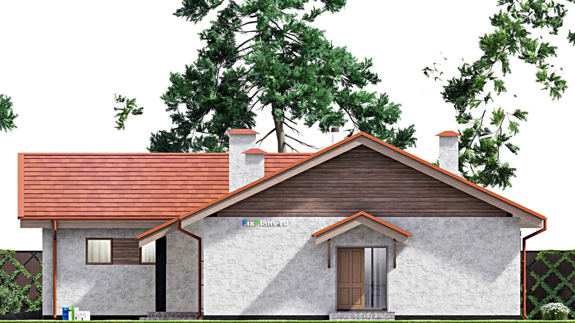 F-15263 - План одноэтажного дома 16 на 17, площадью 180 м² с гаражом на 2 машины и 3 спальнями