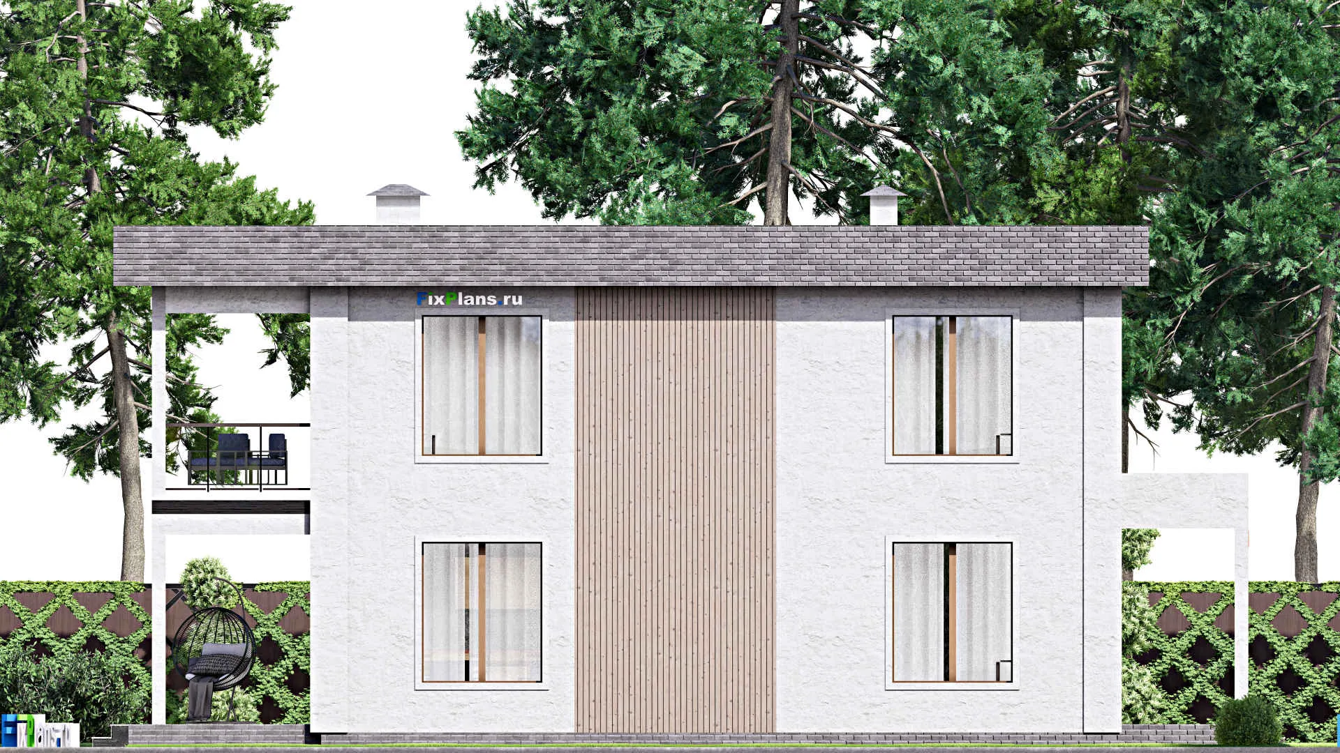 F-12707 - Проект двухэтажного дома 13 на 17, площадью 310 м² с террасой, балконом и 3 спальнями