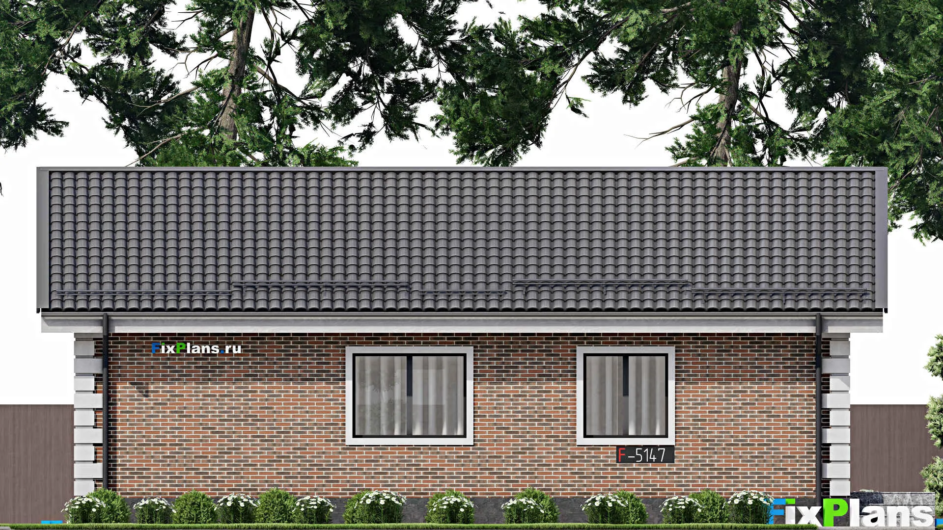 F-5147 - Проект одноэтажного дома 9 на 14, площадью 100 м² с 3 спальнями
