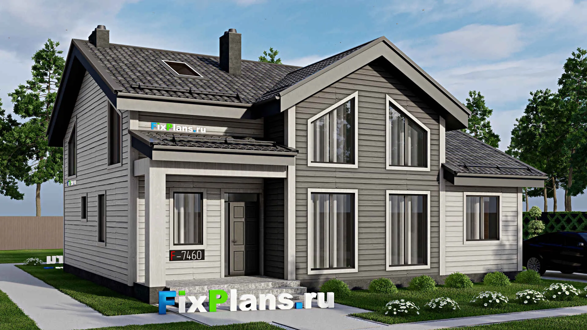 F-7460 - Проект дома с мансардой 12 на 13, площадью 190 м² с 5 спальнями