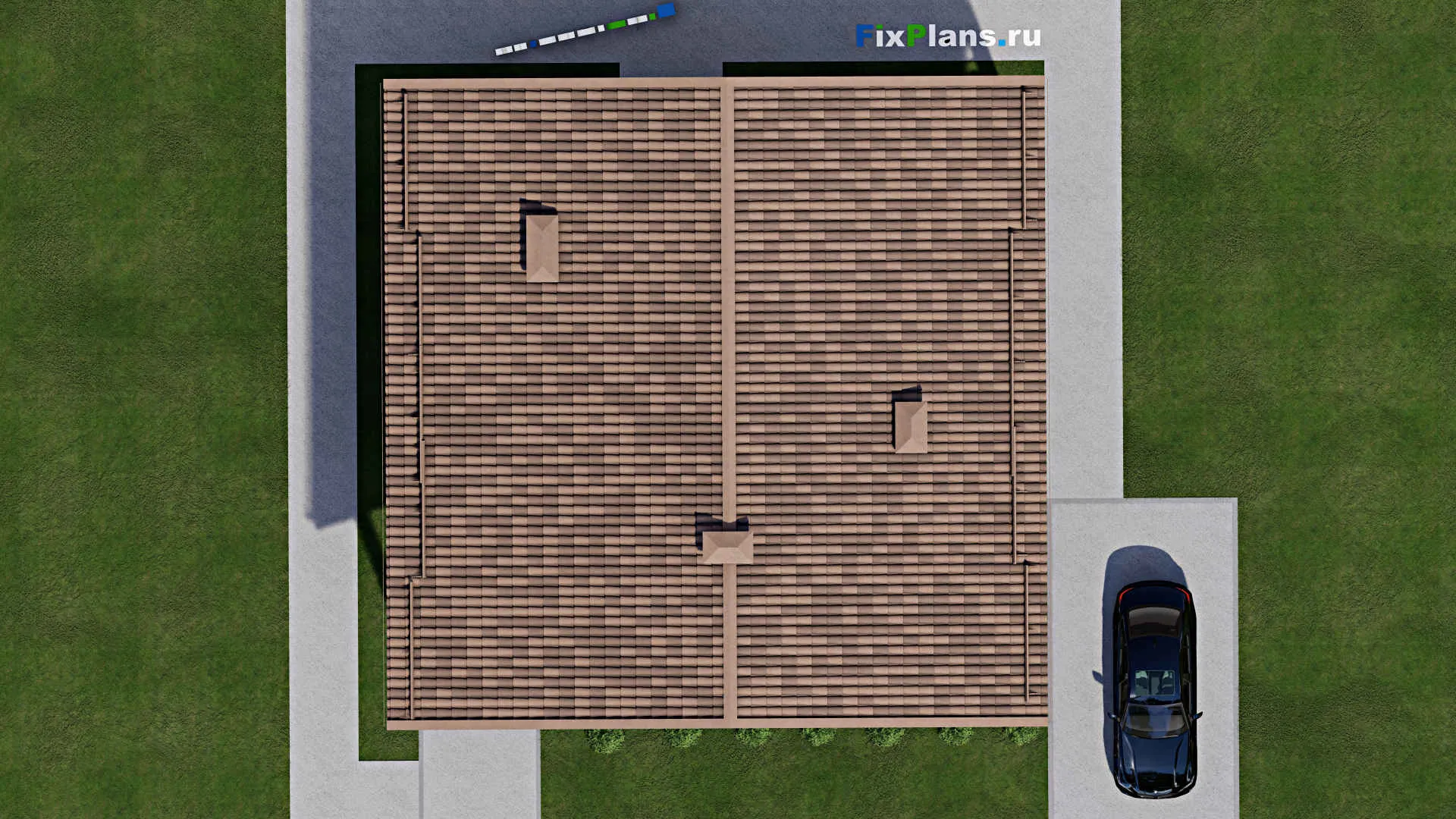 F-8405 - Планы дома с мансардой 13 на 13, площадью 190 м² с террасой, балконом, баней и 2 спальнями