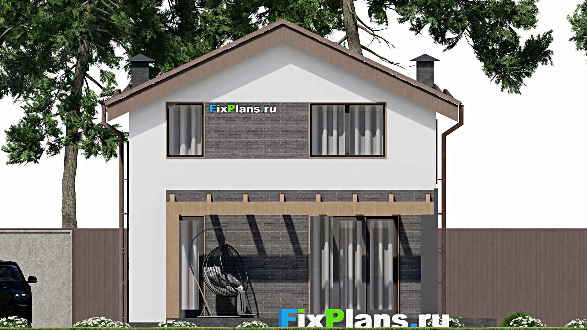 F-7298 - Проект дома с мансардой 9 на 13, площадью 130 м² с террасой, балконом и 3 спальнями