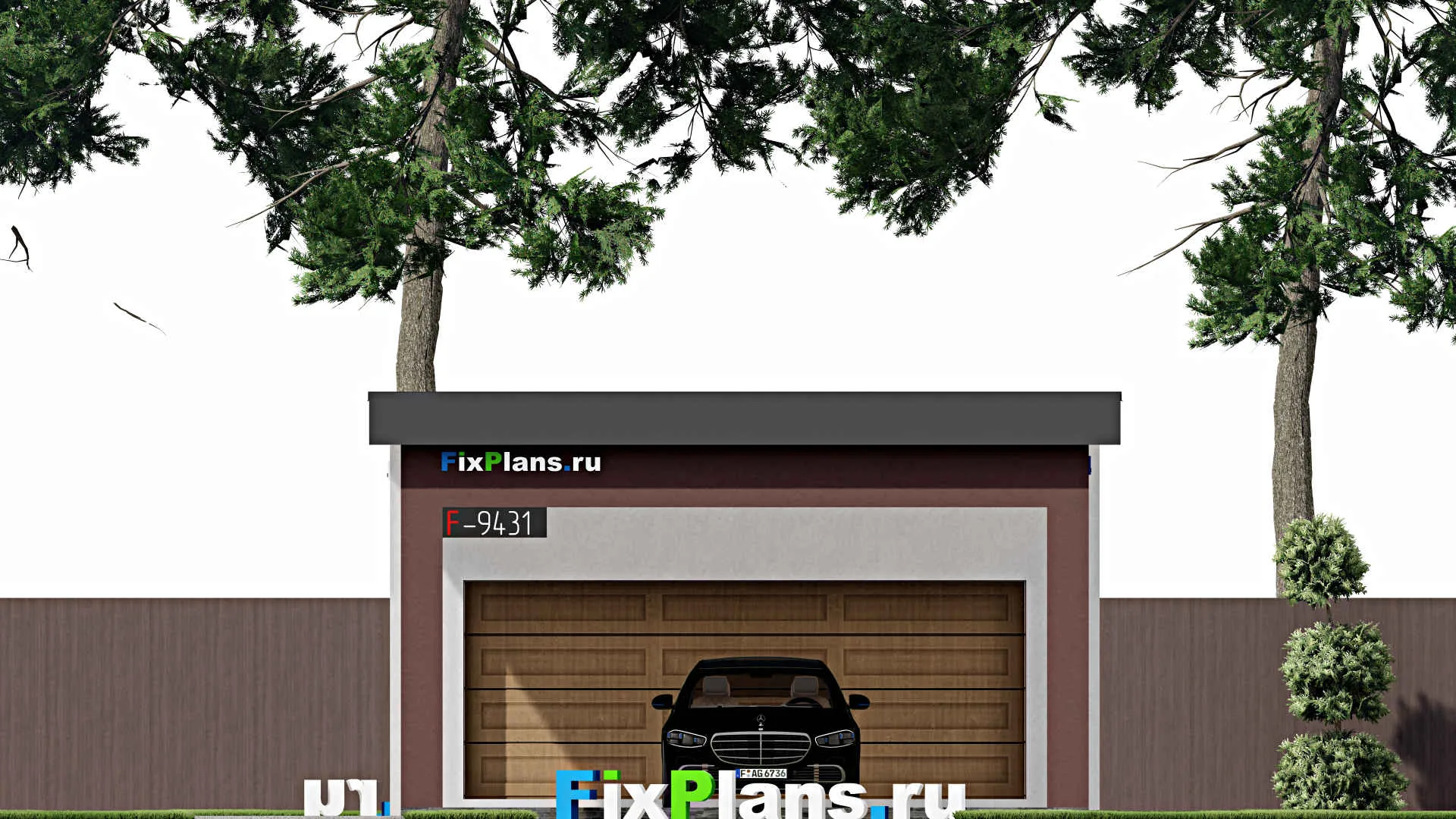 F-9431 - Проект гаража из газобетона 7 на 15, площадью 90 м² на 2 машиноместа