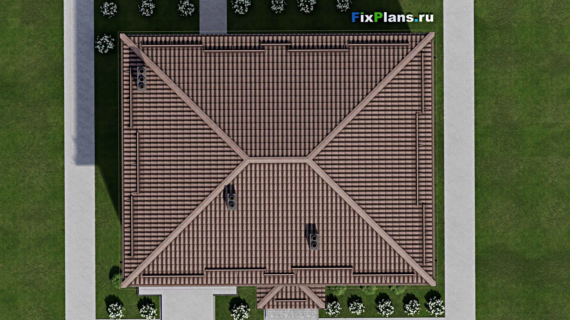 F-4634 - Проект двухэтажного дома 11 на 14, площадью 240 м² с гаражом на 1 машину и 5 спальнями